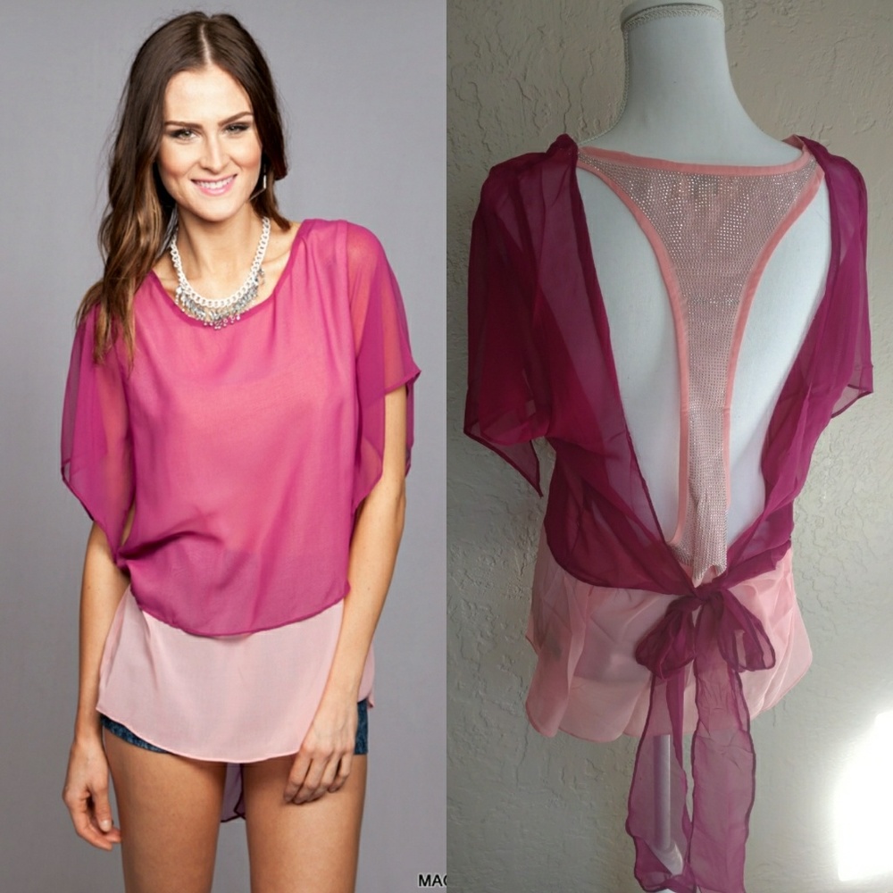Umgee Open Back Tie Back shirt Top - Picture 1 of 7